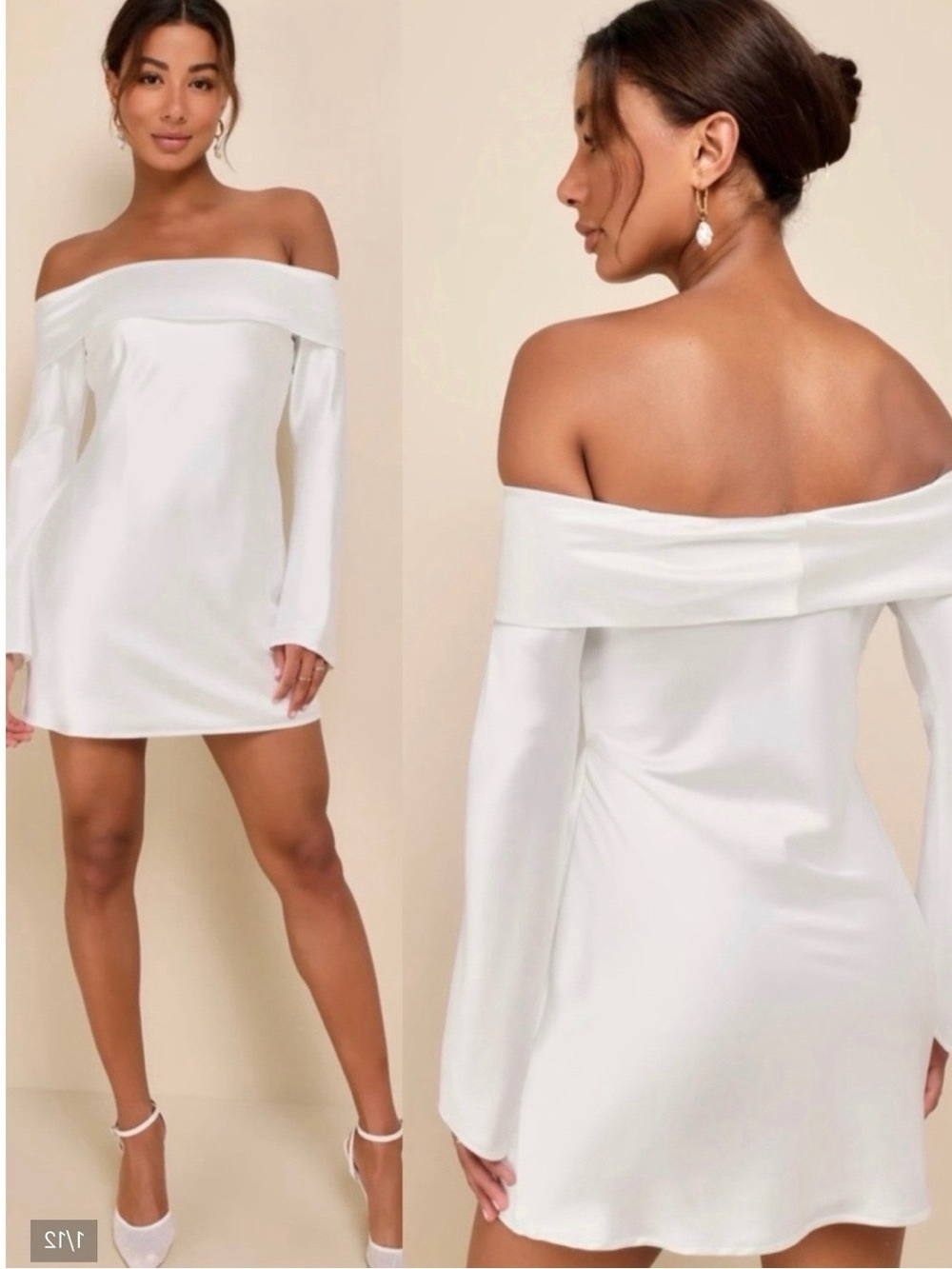Lulu's White Off-Shoulder Long Sleeve Mini Dress